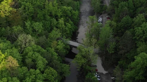 Pull back shot from forest to reveal Philadelphia skyline Stock Footage 111345160