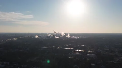 Pull back shot Ohio Power Plant Stock Footage 283598738