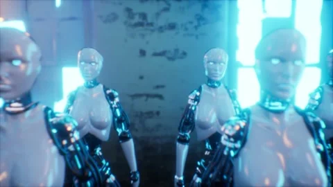 A Pull back through colony of robots Stock Footage 155300438