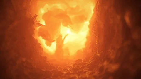 Pull back through a sci-fi cave on an alien planet. 動画素材 121633889