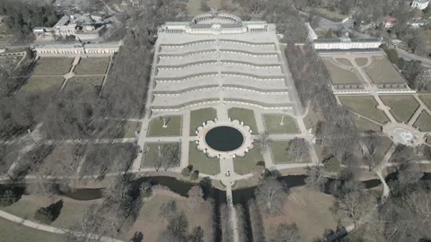 Pull back tilt over Sanssouci Palace Stock Footage 304663161