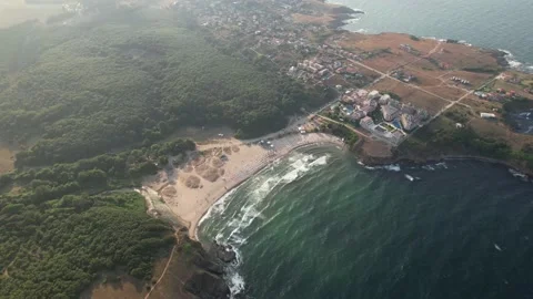 Pull back video of Black Sea Coast. 4K Drone Video Stock Footage 177080501