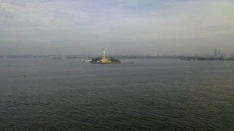 Pull Back View of the Statue of Liberty Part 4 Stock-Footage 114706419