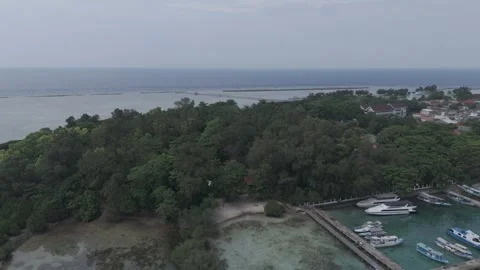 Pull Backward Aerial Drone Shot of Island Life, Indonesia Video stock 327072233