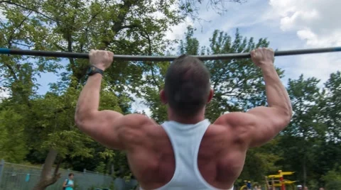 Pull Up Bars at Outdoor (BMCC 2.5K - 2400x1350) Video stock 47912664