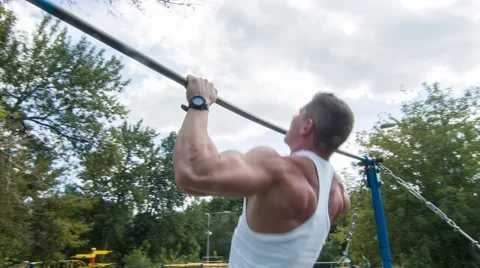 Pull Up Bars at Outdoor (BMCC 2.5K - 2400x1350) Video stock 47912812