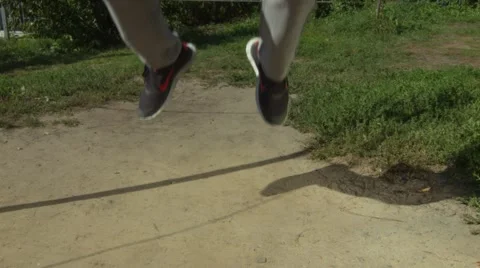 Pull Up Bars at Outdoor. Leg, first jump Stock Footage 47966398