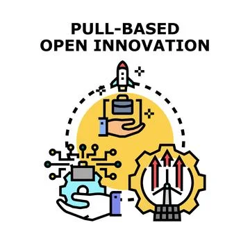 Pull based open innovation vector concept illustration Stock Illustration