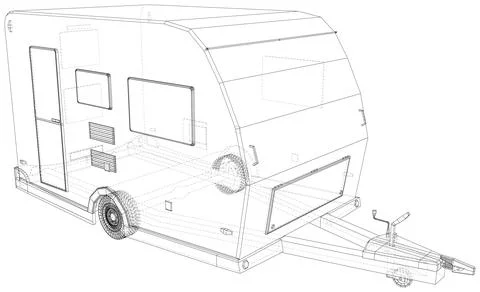 Pull behind camper outline vector. Wire-frame. Vector Illustration of Trailer Stock-Illustration