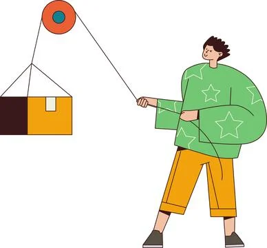 Pull the Box Using a Rope Illustration - Moving Logistics** Illustrazione stock