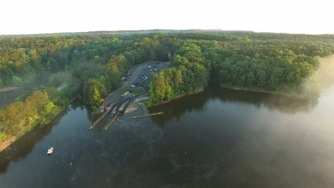 Pull From Docks, Falls Lake, NC Stock Footage 128526117