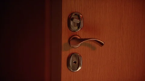 Pull the door handle backside Stock Footage 129510806