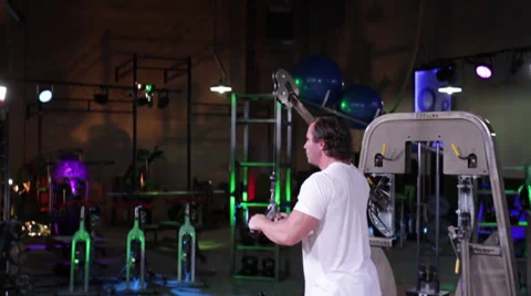 Pull Down Bar Cable Machine Workout Stock Footage 32422514