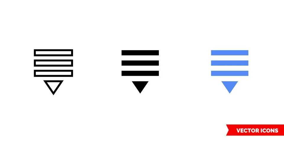 Pull down icon of 3 types. Isolated vector sign symbol. イラスト素材