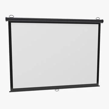 Pull Down Projection Screen Wall Ceiling Mounted Black 3D Model