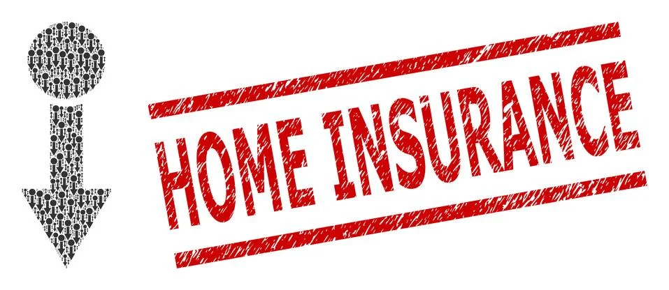 Pull Down Recursive Composition of Pull Down Icons and Textured Home Insurance Illustrazione stock