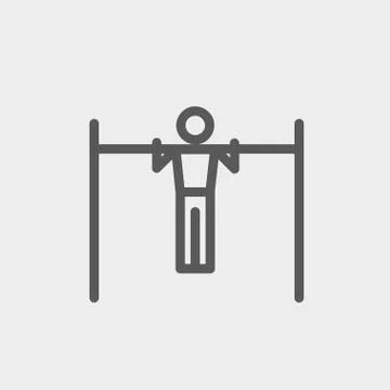Pull up exercise in bar thin line icon Stock Illustration
