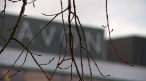 Pull Focus to AVON Building Sign in Northampton Stock Footage 61635716