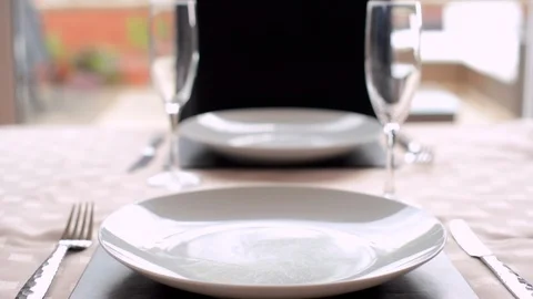 Pull Focus of Couple's Dinner Stock Footage 93996697