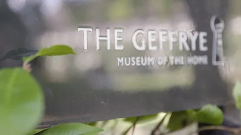 A PULL FOCUS OF THE GEFFRYE MUSEUM OF THE HOME SIGN IN HOXTON Stock Footage 126715946