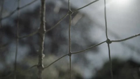 Pull focus of goal net Stock Footage 341342508