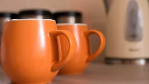 Pull Focus of Making Coffee Stock Footage 94000286