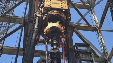 Pull of of hole drill string with oil based mud on the rig floor. Stock Footage 340931779