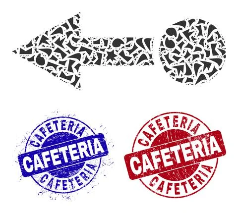Pull Left Mosaic of Debris with Cafeteria Grunge Seal Stamps Stock Illustration
