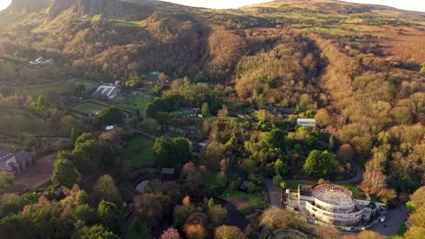 Pull-out 4K 60FPS aerial view of Belfast Zoo in North Belfast in Northern Stock Footage 325846047