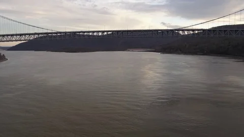 Pull out Bear Mountain Bridge Stock Footage 74088836