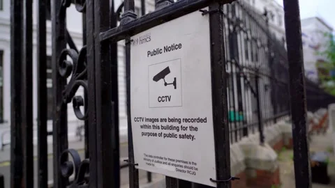 Pull-Out from CCTV Public Notice at Royal Courts of Justice, London Stock Footage 286136296
