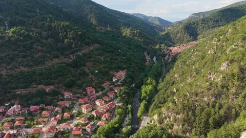 Pull out Drone Shot of Bachkovo Valley in Bulgaria Stock-Footage 344763329