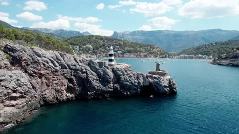 Pull out Lighthouse Port De Soller Video stock 229009651