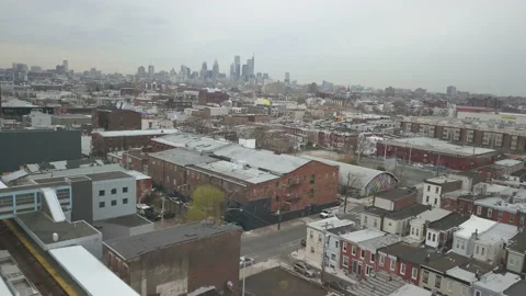 Pull Out Over Philadelphia Row Houses 스톡 동영상 233208468