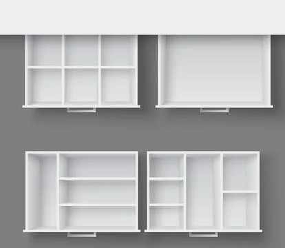 Pull out sliding box inner container isolated realistic set イラスト素材