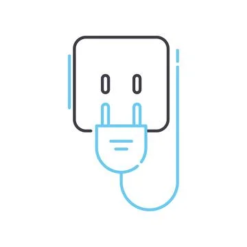 Pull plug line icon, outline symbol, vector illustration, concept sign Illustrazione stock