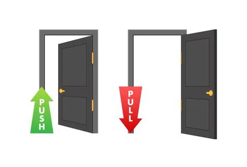 Pull push in flat style on white background. Vector design Illustrazione stock