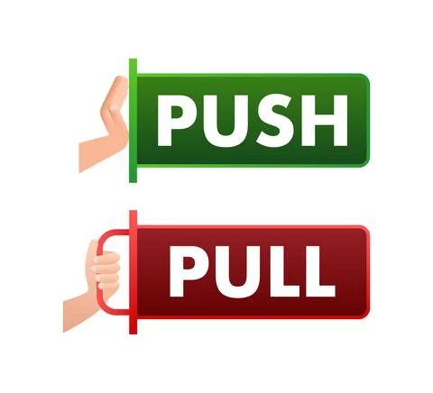 Pull push in flat style on white background. Vector design Illustrazione stock