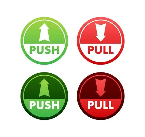 Pull push in flat style on white background. Vector design Illustrazione stock