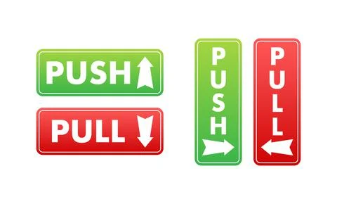 Pull push in flat style on white background. Vector design Illustrazione stock