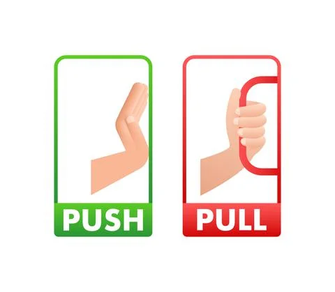 Pull push in flat style on white background. Vector design Illustrazione stock