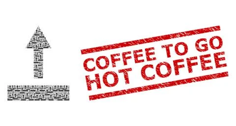 Pull Up Recursion Mosaic of Pull Up Items and Grunge Coffee to Go Hot Coffee Stock Illustration