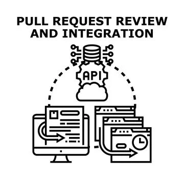 Pull request review and integration concept 库存插图