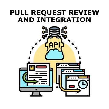 Pull request review and integration concept Stock Illustration