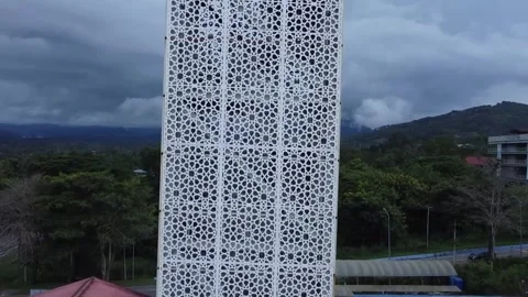 Pull up shot on the minaret mosque Stock Footage 320209333