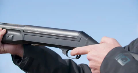 PULL TRIGGER ON GUN Video stock 234659621