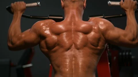 Pull-ups exercises in gym Video stock 136471826