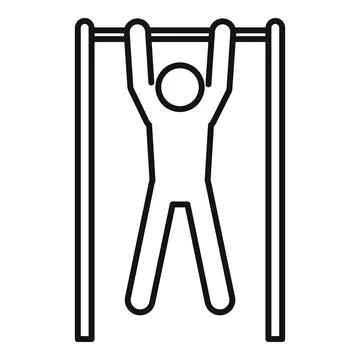Pull-ups on the horizontal bar icon, outline style イラスト素材