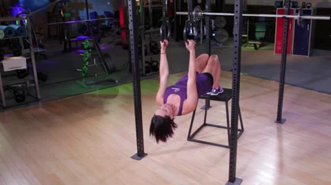 Pull ups on olympic rings Stock Footage 30367095