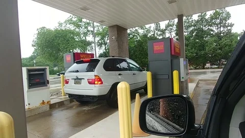 Pull Up to a Wells Fargo ATM Stock Footage 91273195